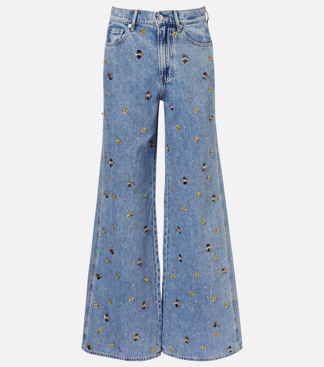 Kasey embellished wide-leg jeans | Veronica Beard