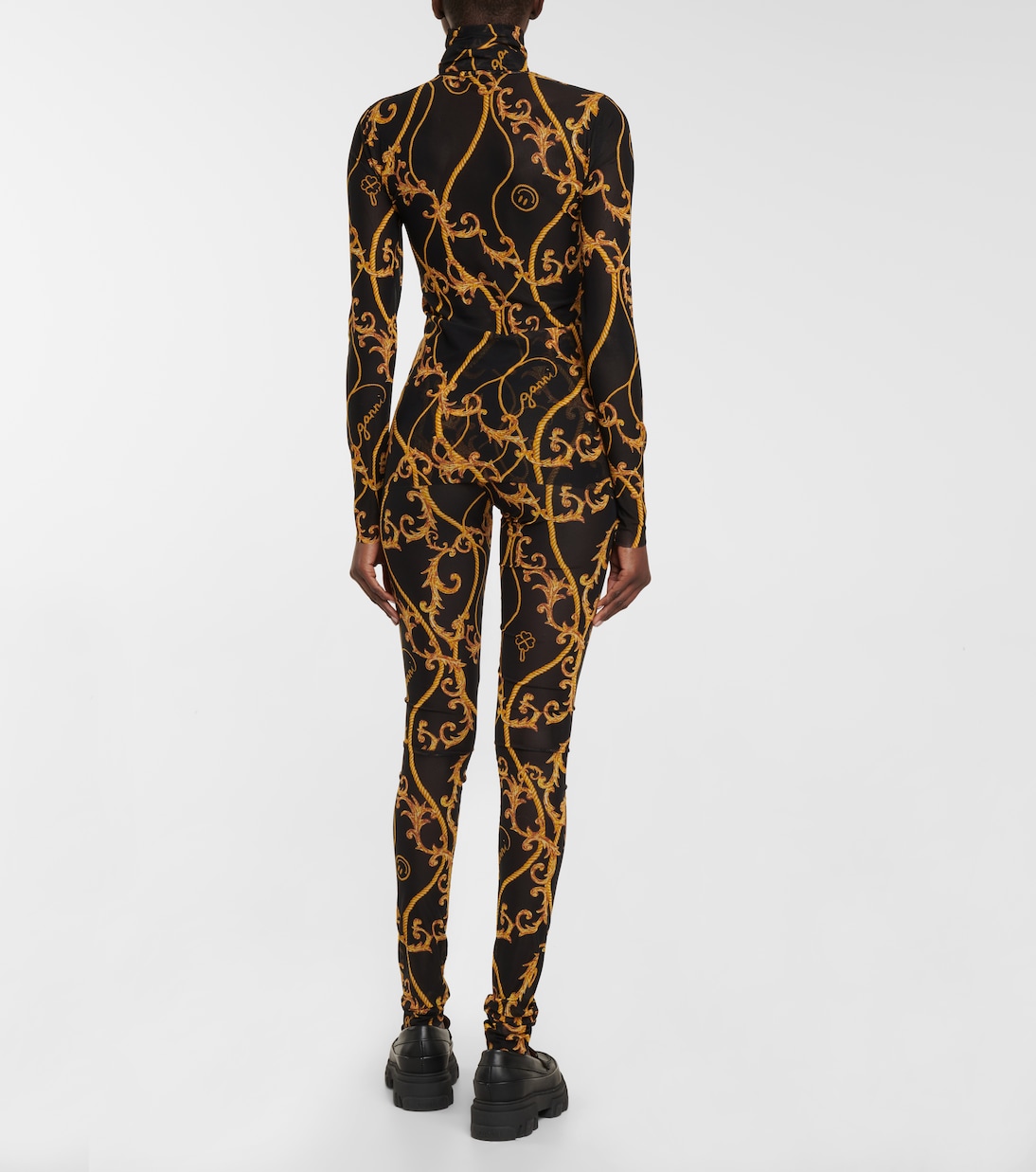 Printed mesh turtleneck top | Ganni