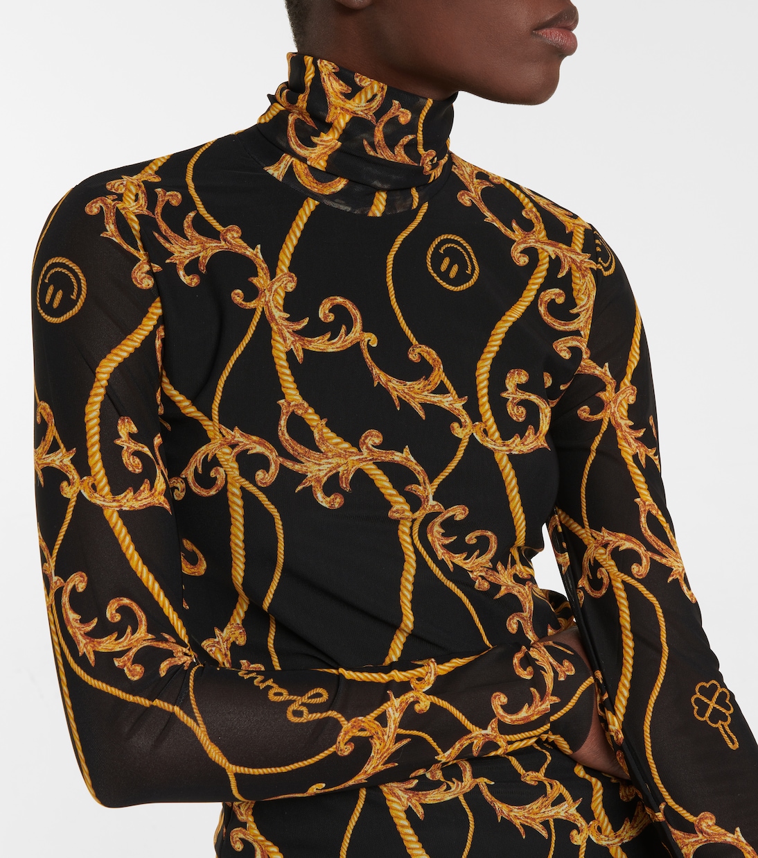 Printed mesh turtleneck top | Ganni