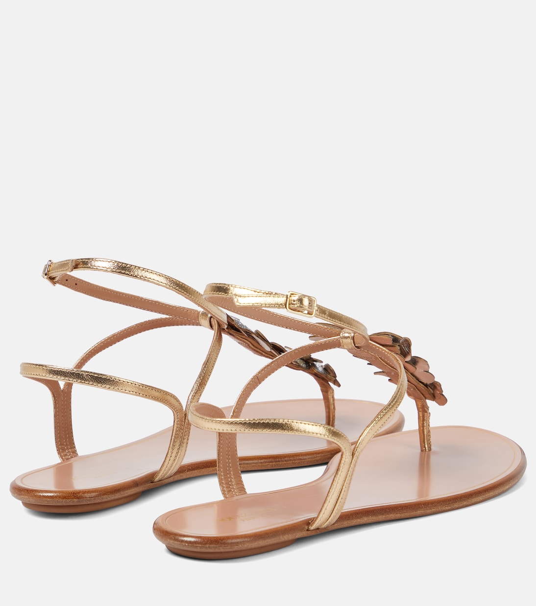 صندل بصباع من الجلد المعدني Papillon | Aquazzura
