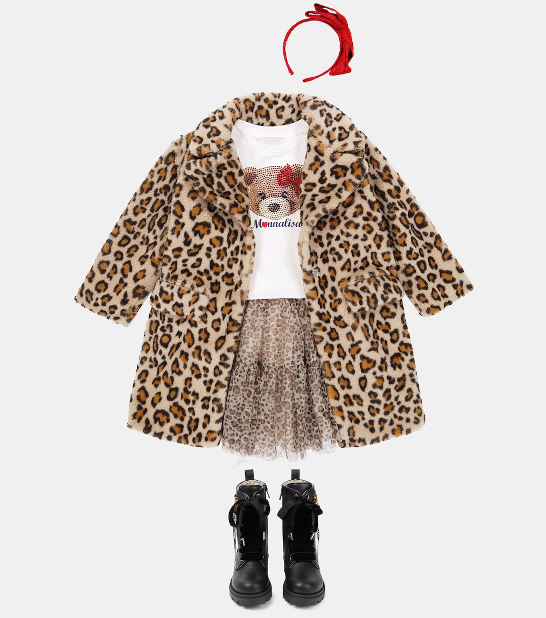 Leopard print faux fur coat in multicoloured Monnalisa Mytheresa