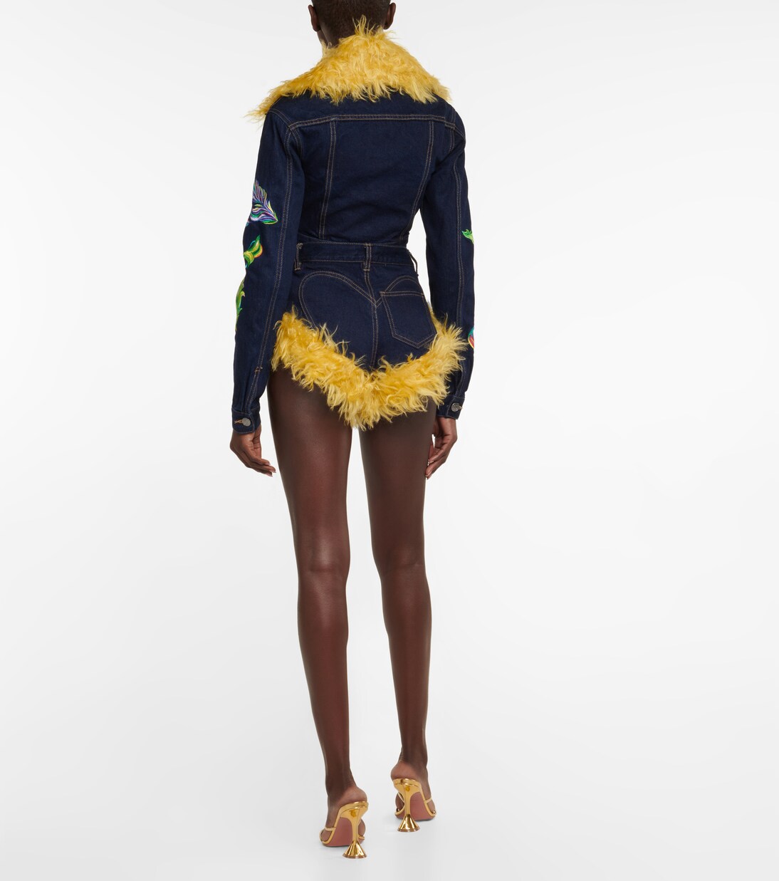 Shorts bordados con ribete de mohair | Area