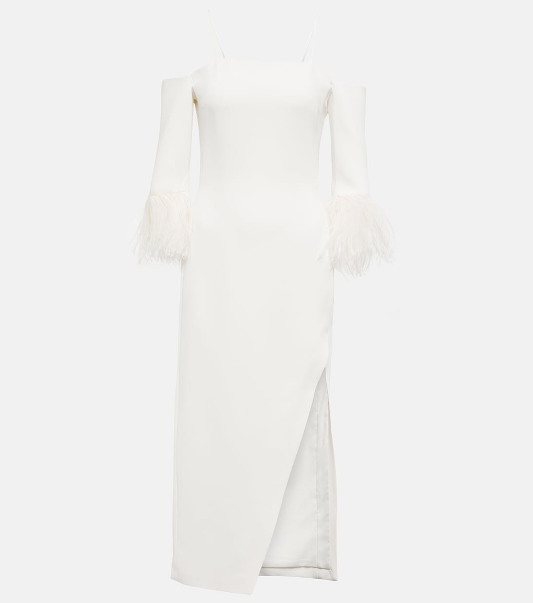 Feather-trimmed midi dress | David Koma