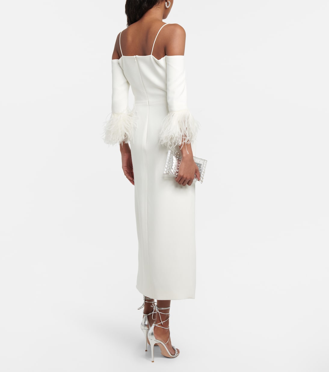 Feather-trimmed midi dress | David Koma