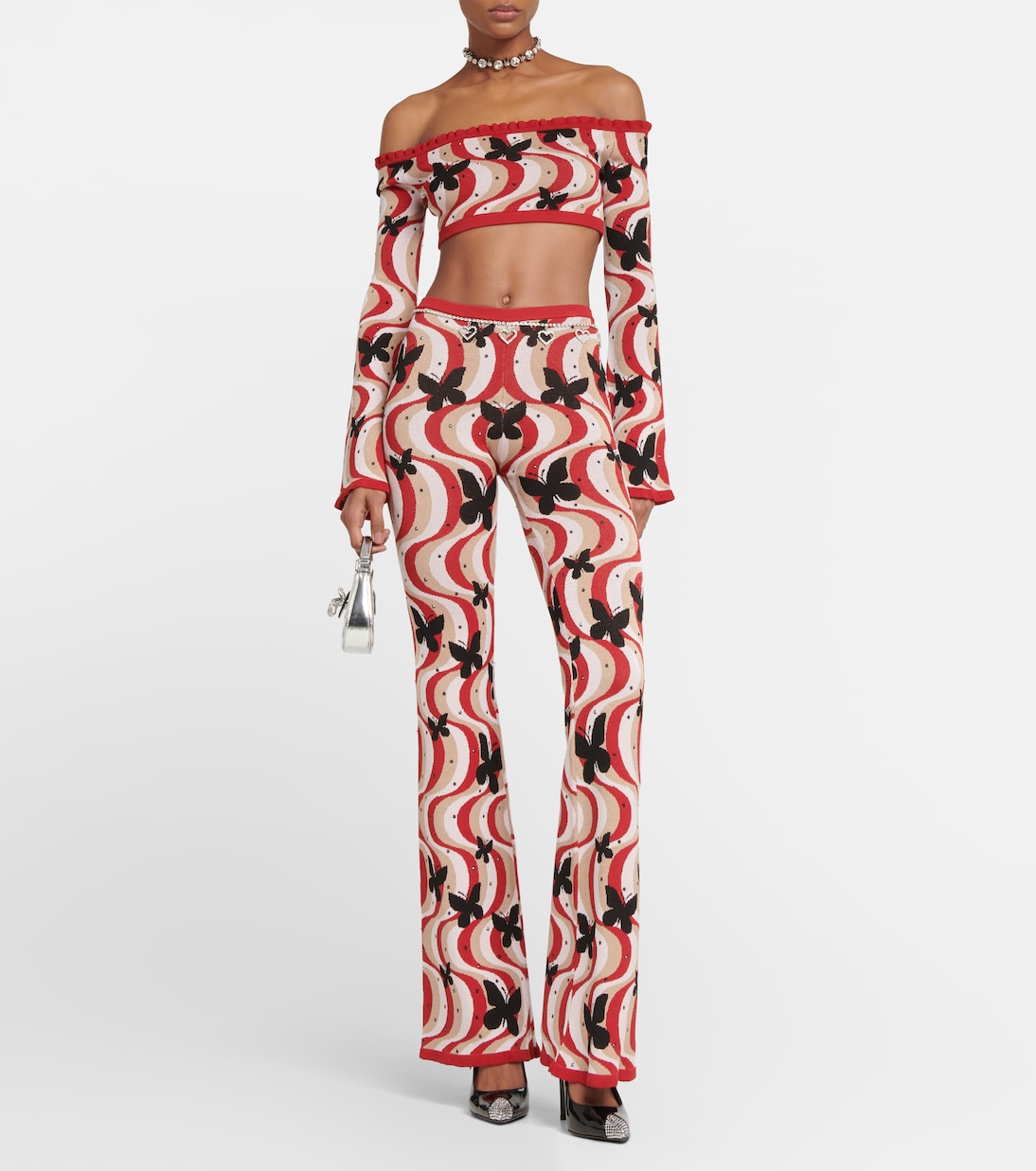 Pantalon évasé à taille haute imprimé | Alessandra Rich