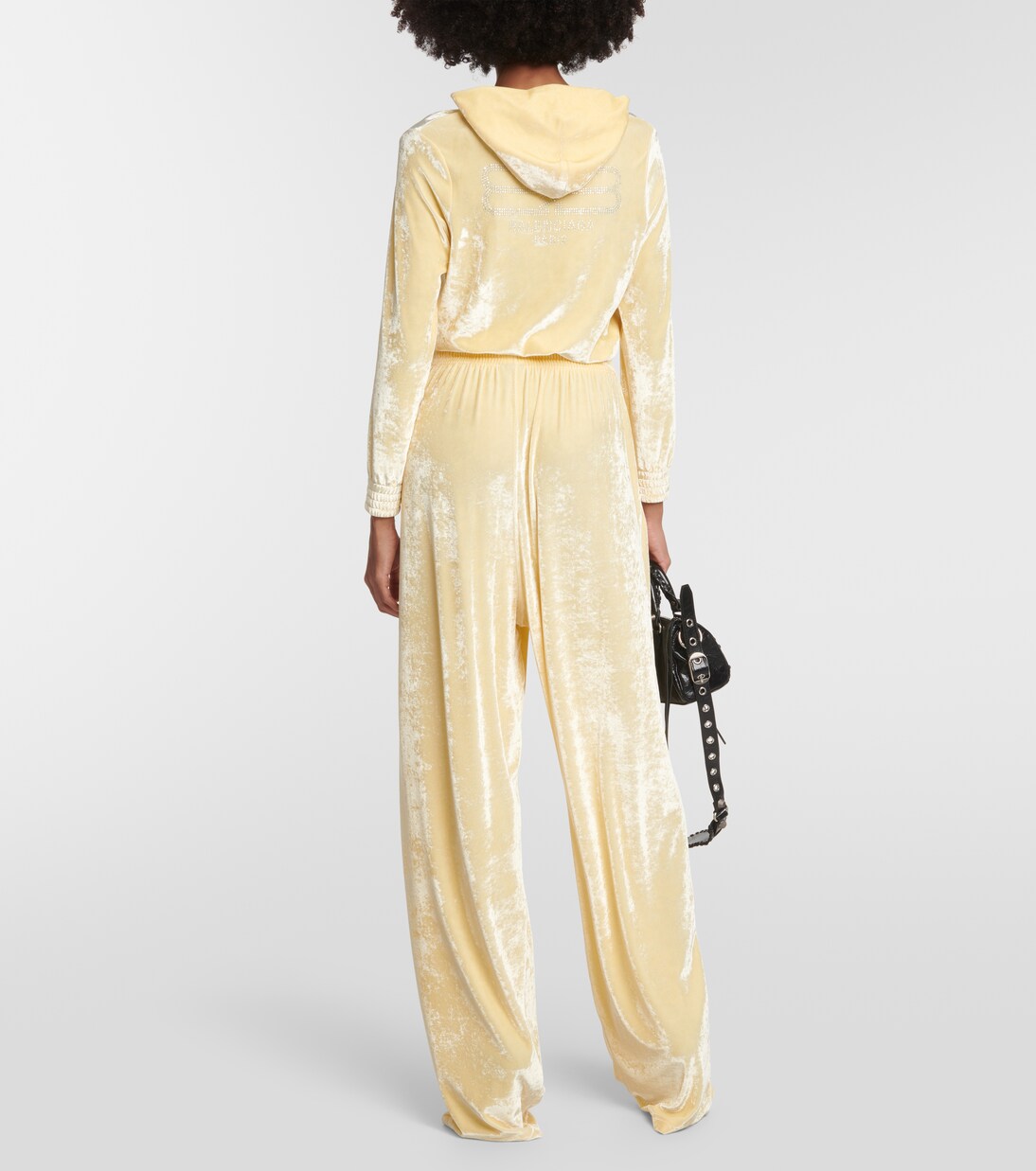 Wide leg velvet pants in yellow Balenciaga Mytheresa