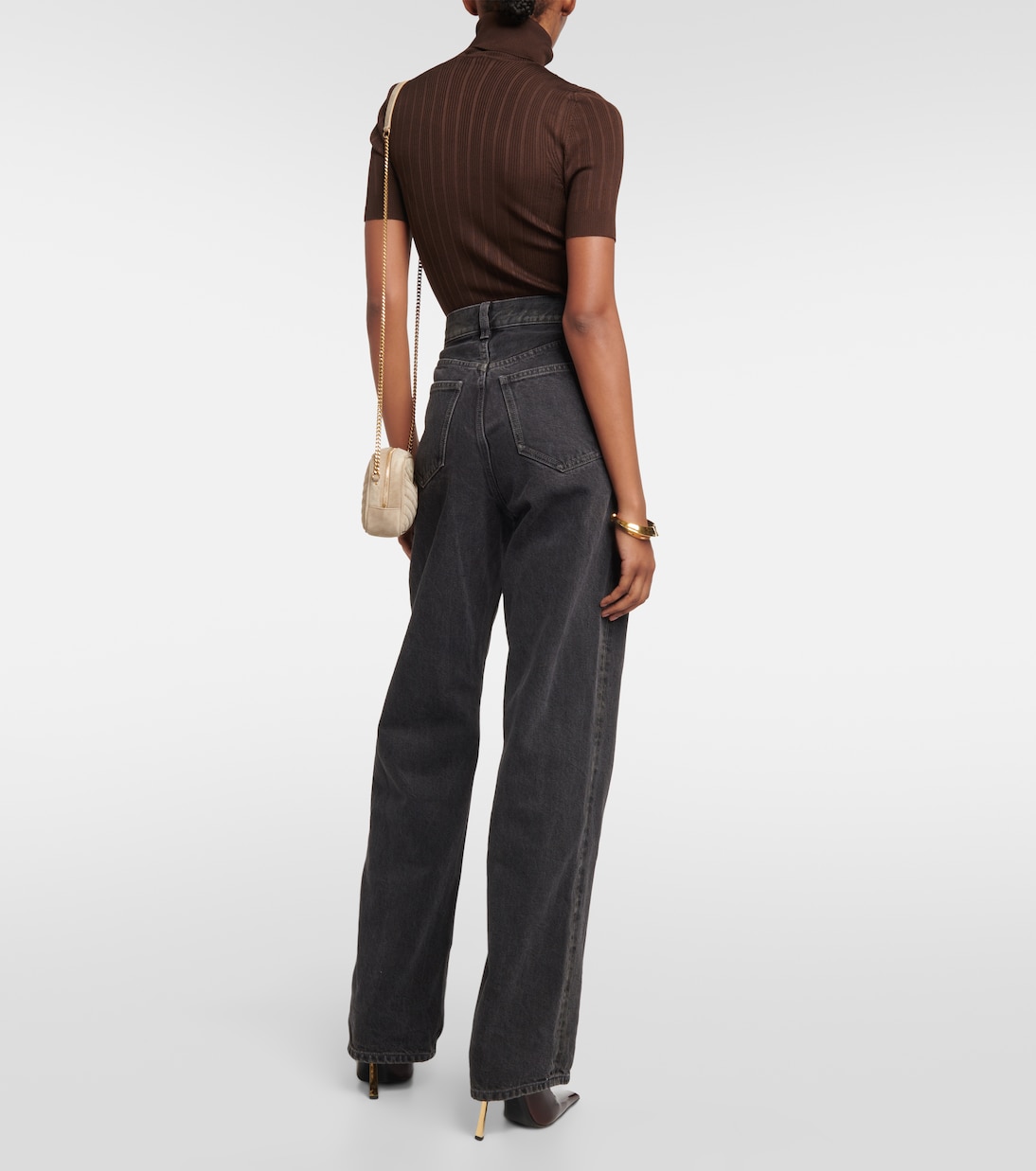 Jeans Saint Laurent de Corte Alto y Pierna Ancha para Jóvenes Modernos