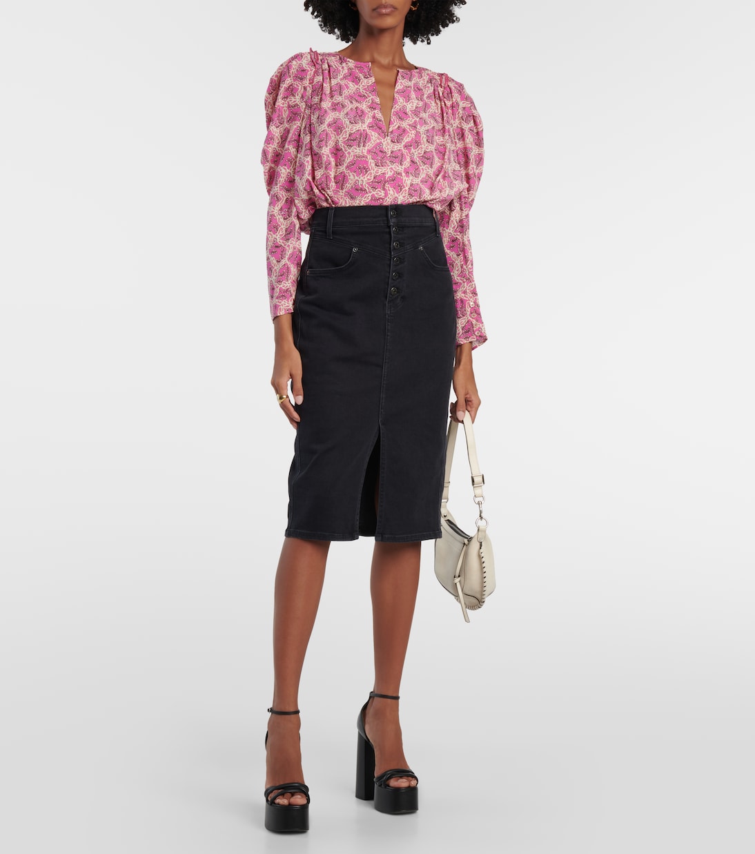 Falda midi Herron en denim | Veronica Beard