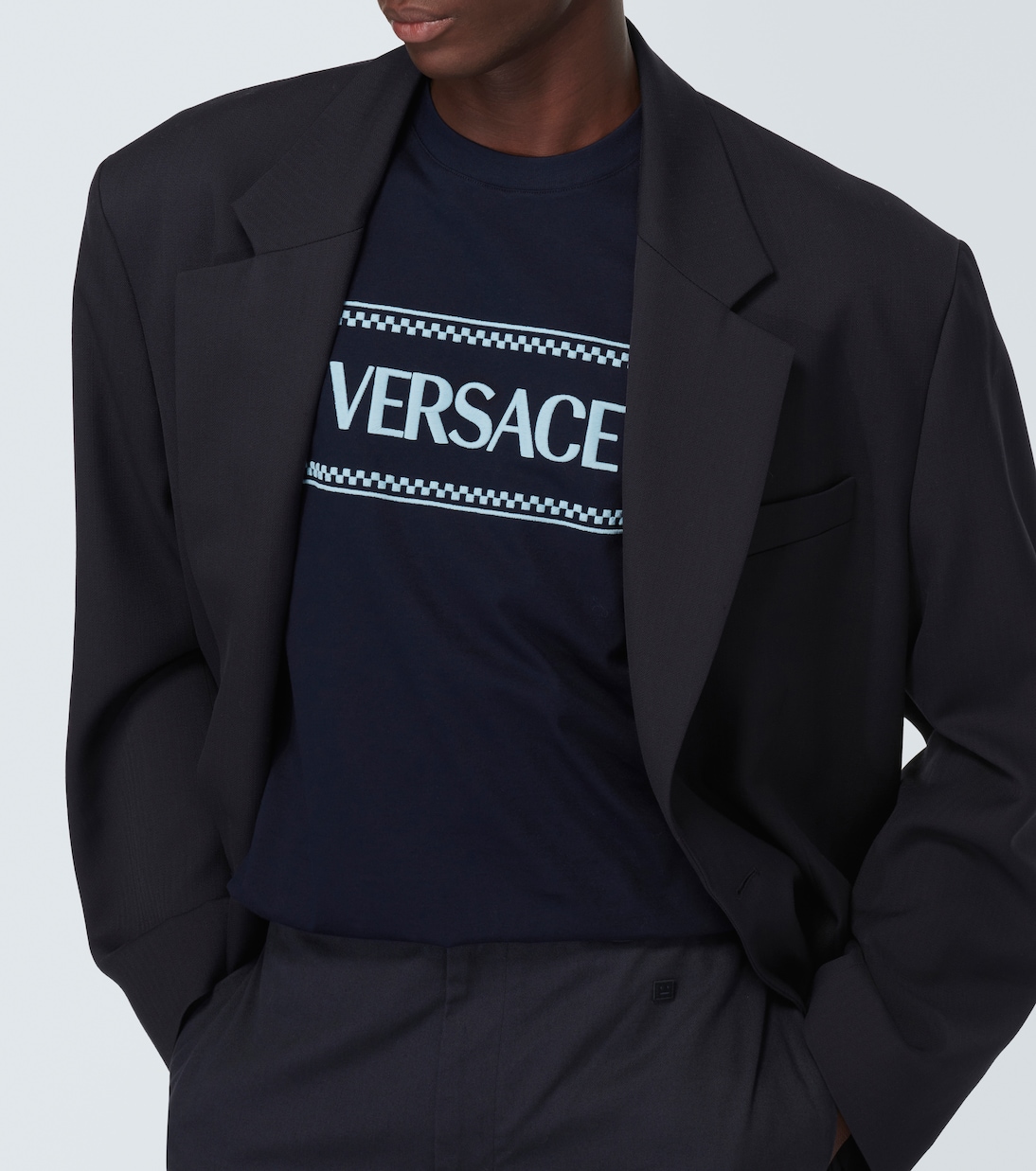 Logo embroidered cotton jersey T-shirt | Versace