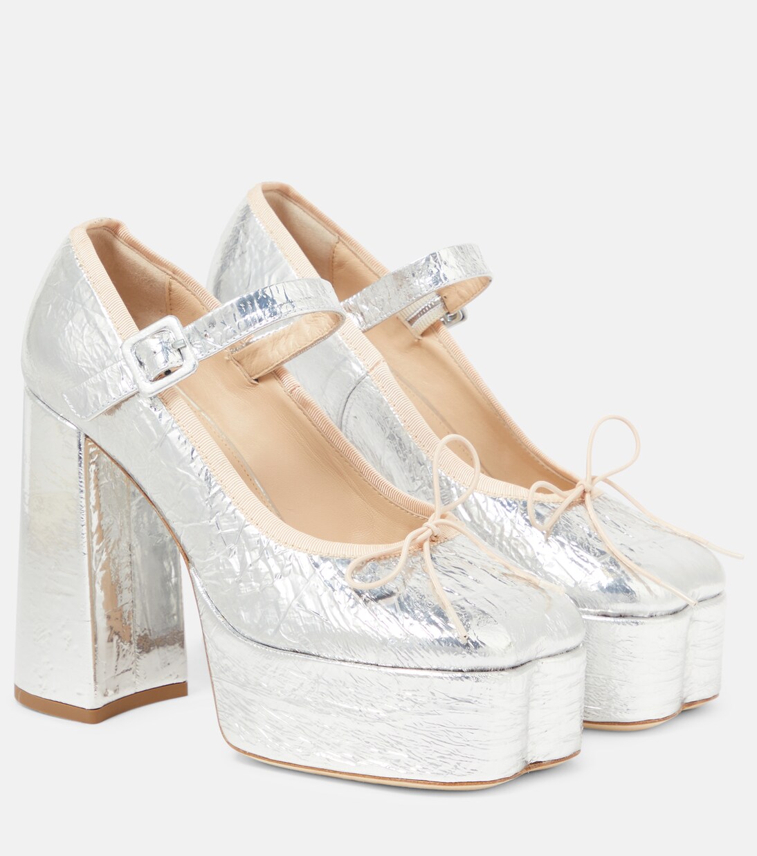 Pumps in pelle metallizzata con plateau | Simone Rocha