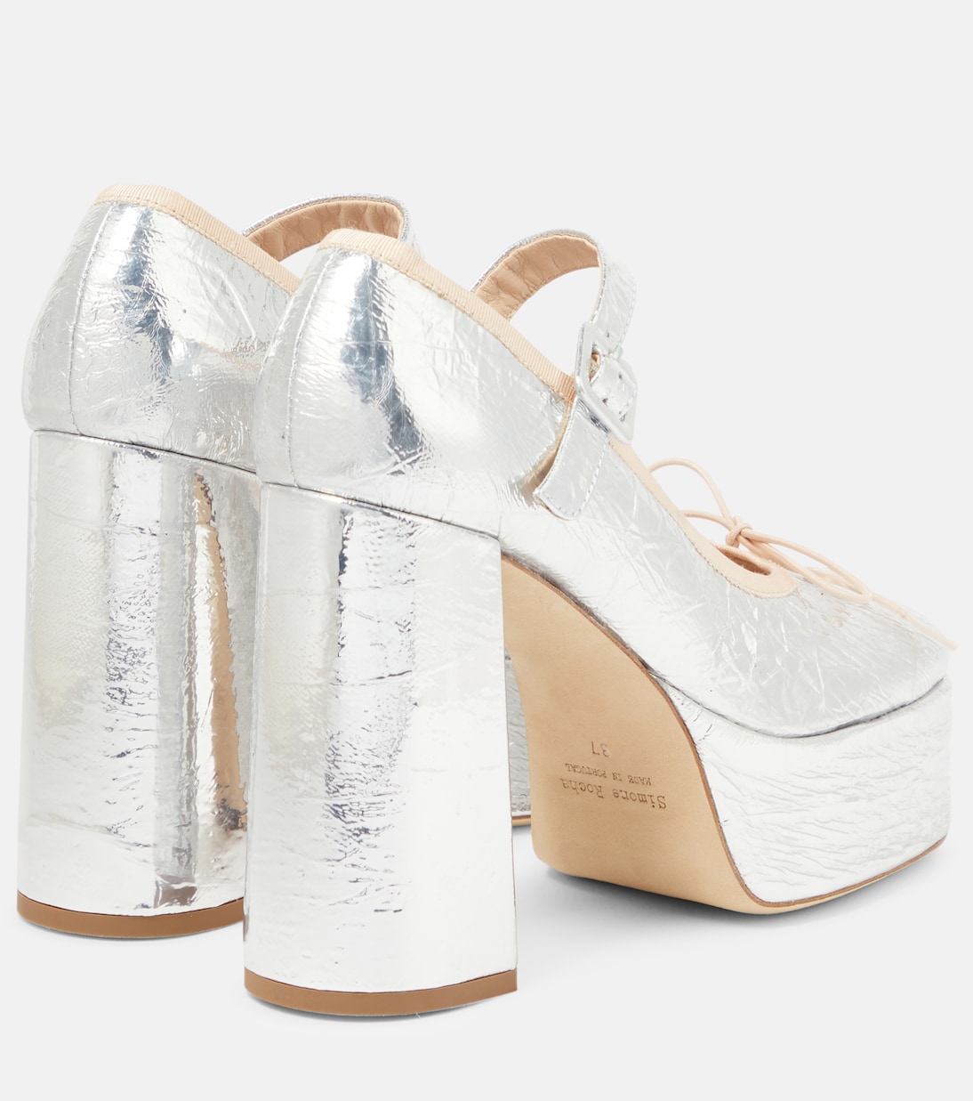 Pumps in pelle metallizzata con plateau | Simone Rocha