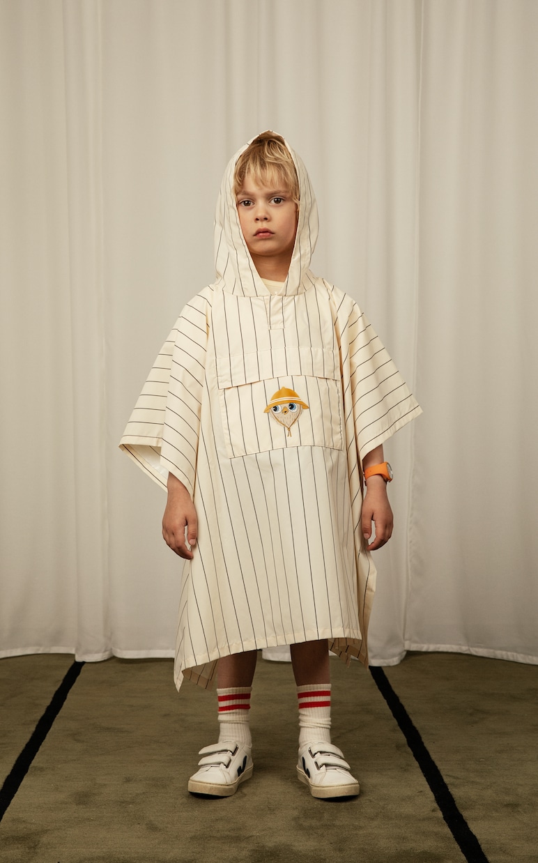 Poncho de pluie Owl à fines rayures | Mini Rodini
