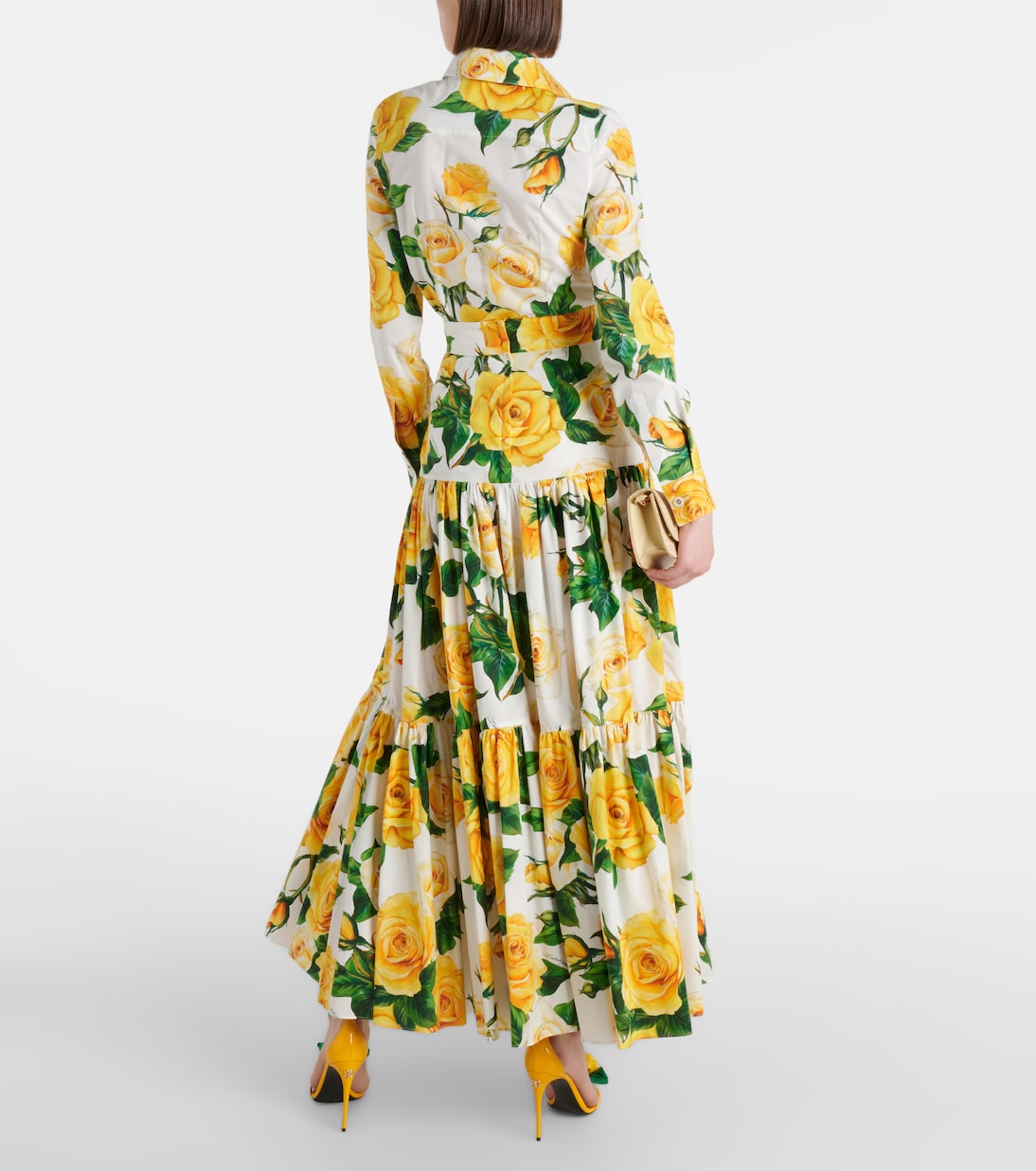 Jupe longue en coton à fleurs | Dolce&Gabbana