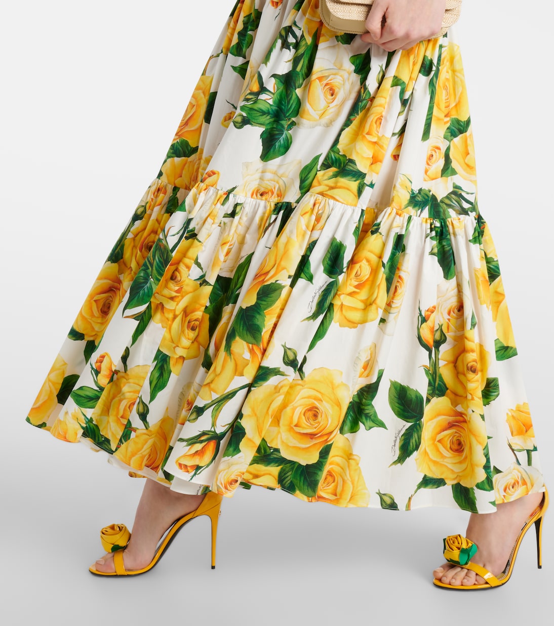 Jupe longue en coton à fleurs | Dolce&Gabbana