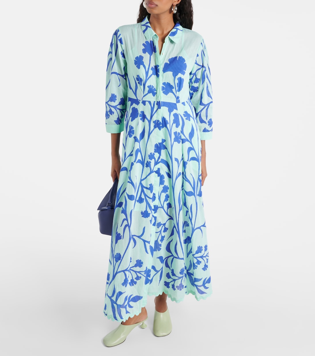 Vestido largo de algodón estampado | Juliet Dunn