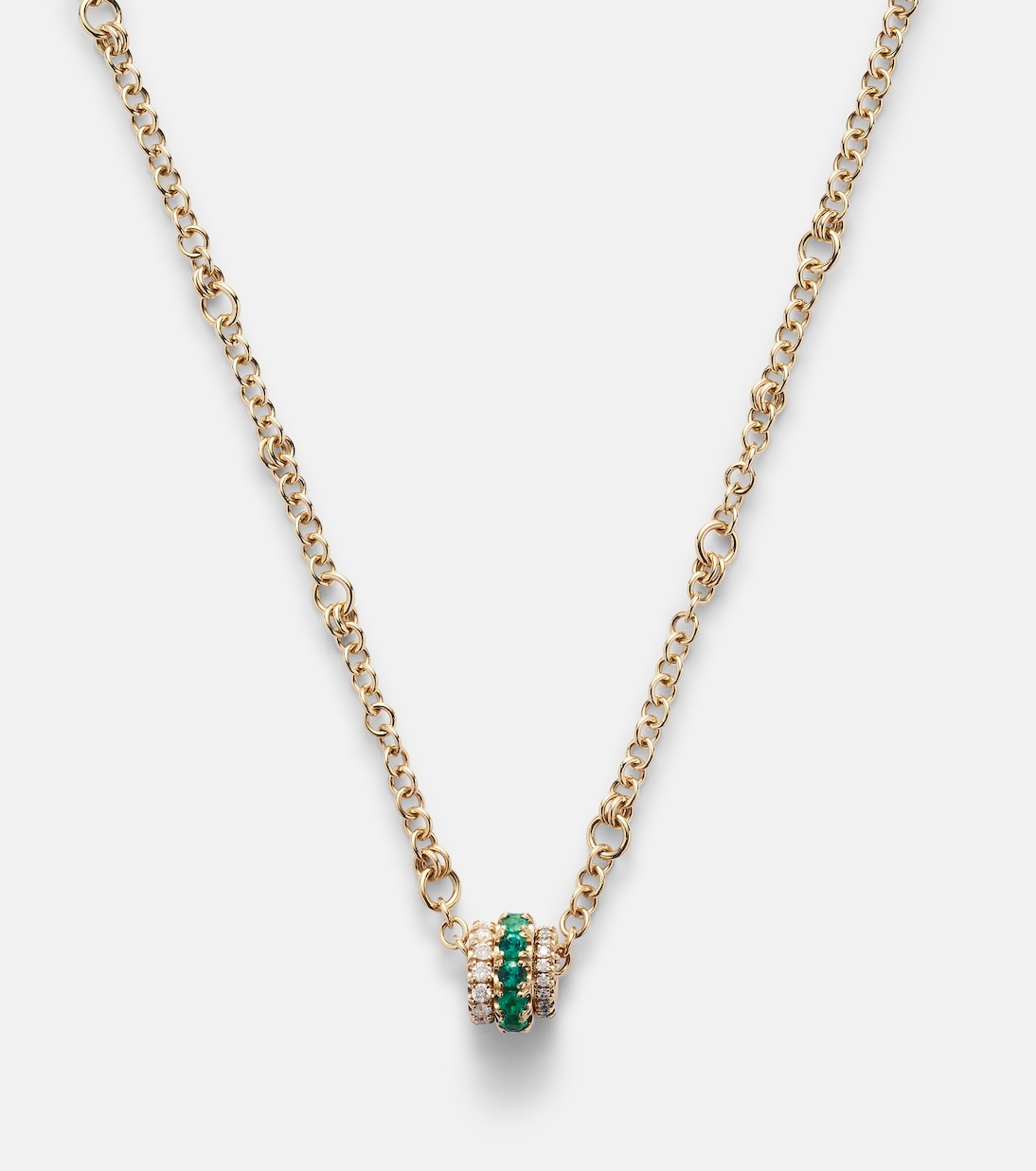 Collier Gravity en or 18 ct, diamants et émeraudes | Spinelli Kilcollin