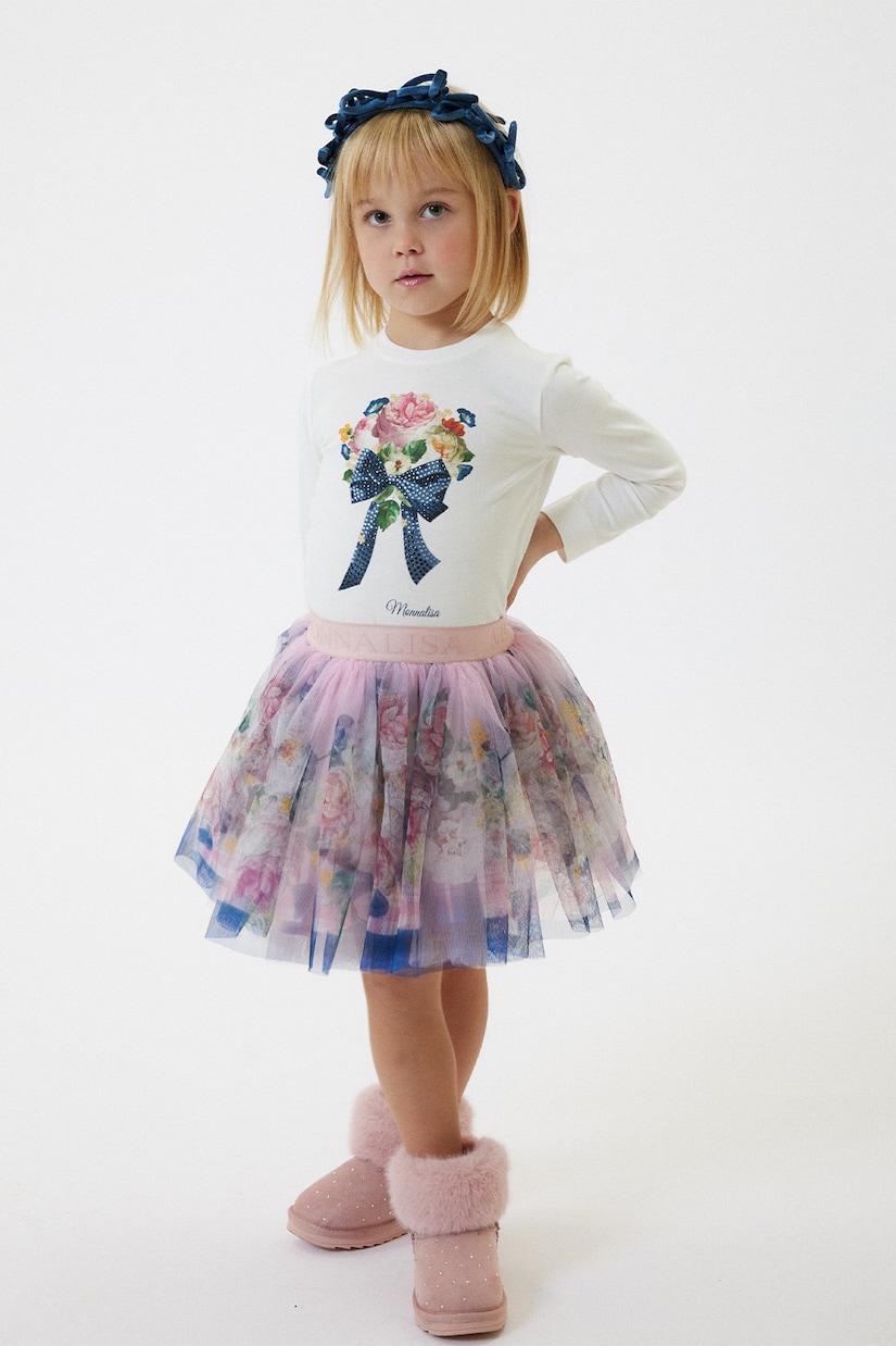 Gonna in tulle con stampa floreale | Monnalisa