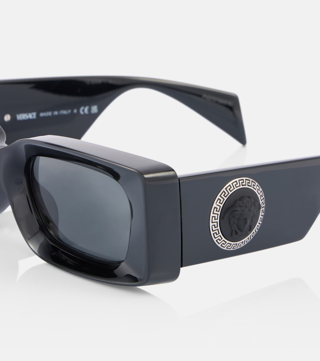 Rectangular sunglasses in black Versace Mytheresa