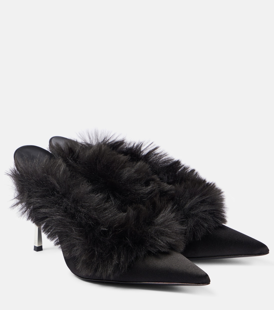 Mules aus Satin mit Faux Shearling | Magda Butrym
