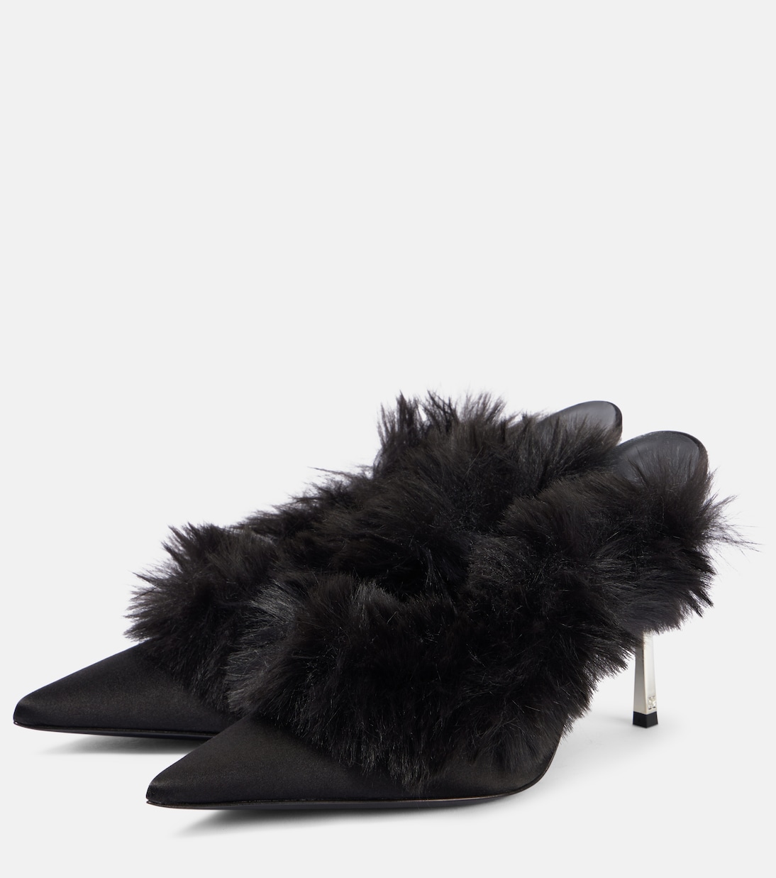 Mules aus Satin mit Faux Shearling | Magda Butrym
