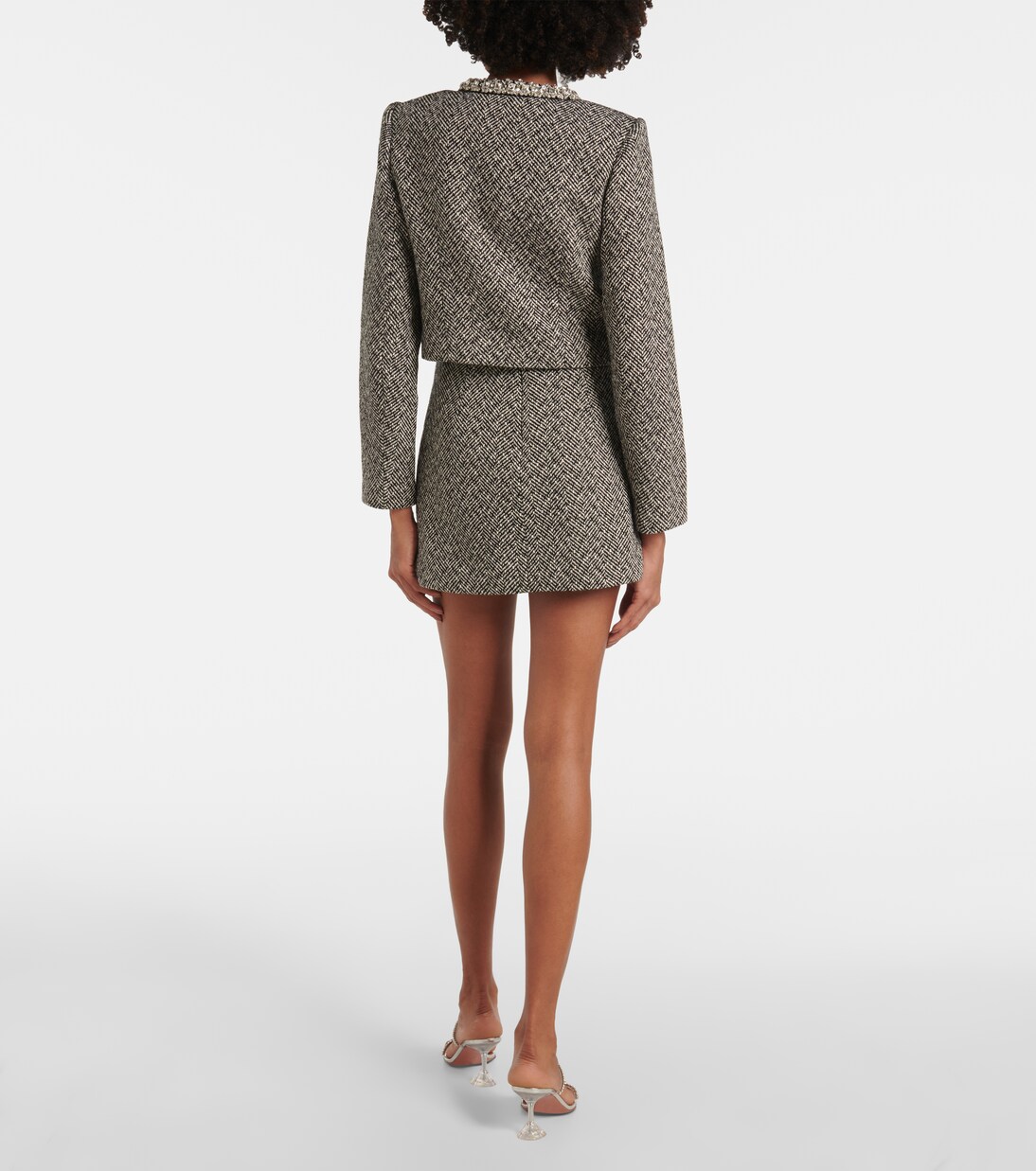 Herringbone embellished jacket in black - Self Portrait Herringbone embellished jacket in black - Self Portrait