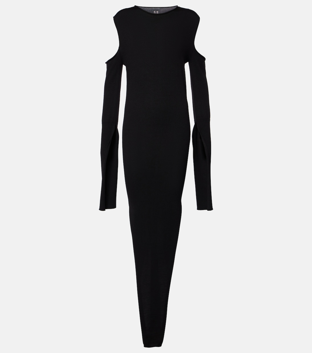Vestido largo drapeado de lana | Rick Owens