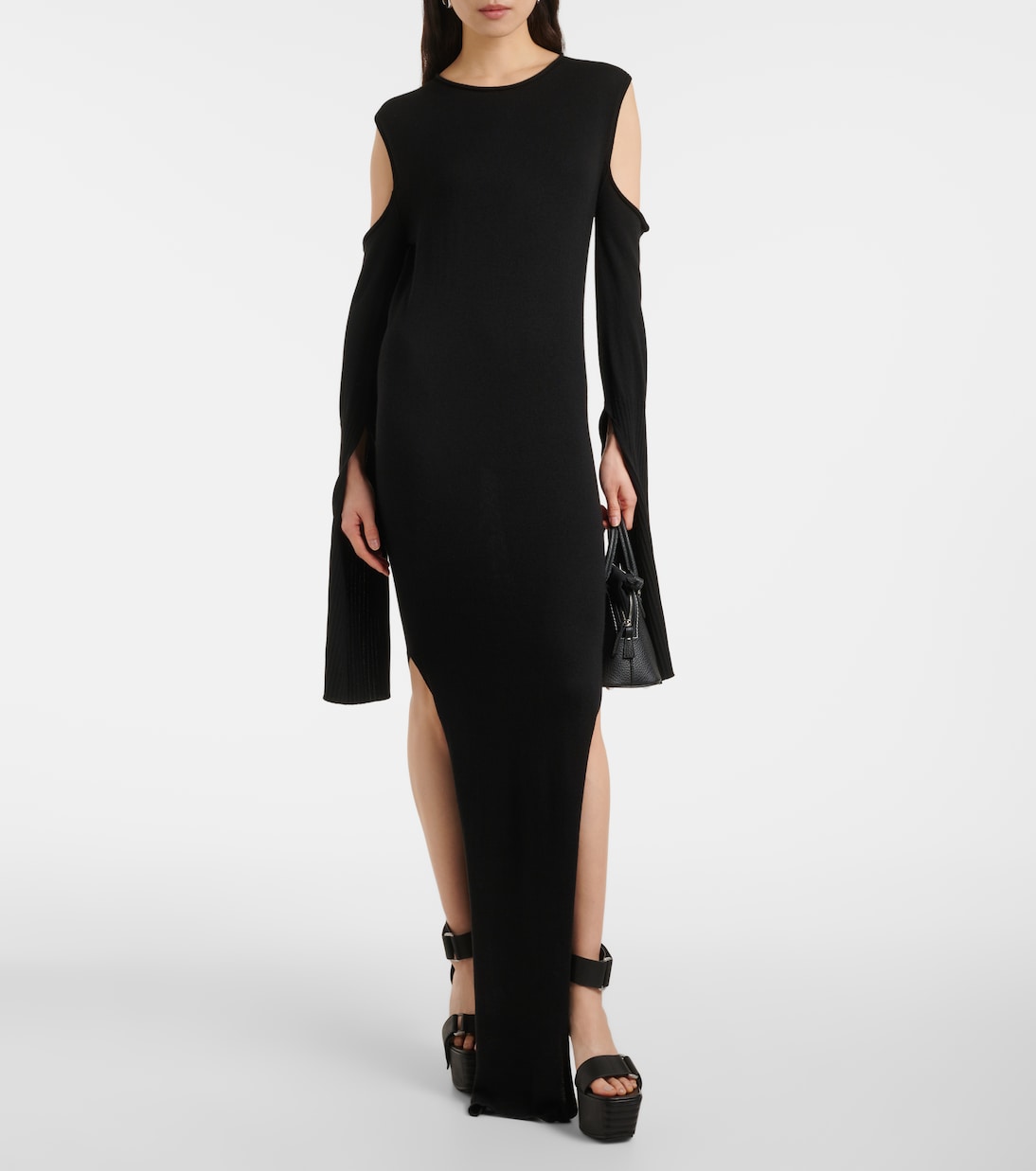 Vestido largo drapeado de lana | Rick Owens