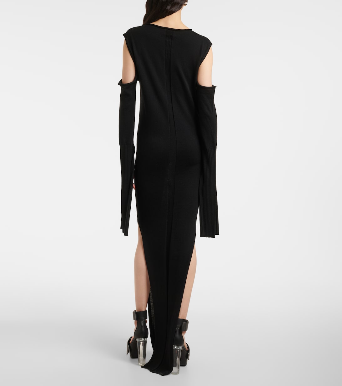 Vestido largo drapeado de lana | Rick Owens