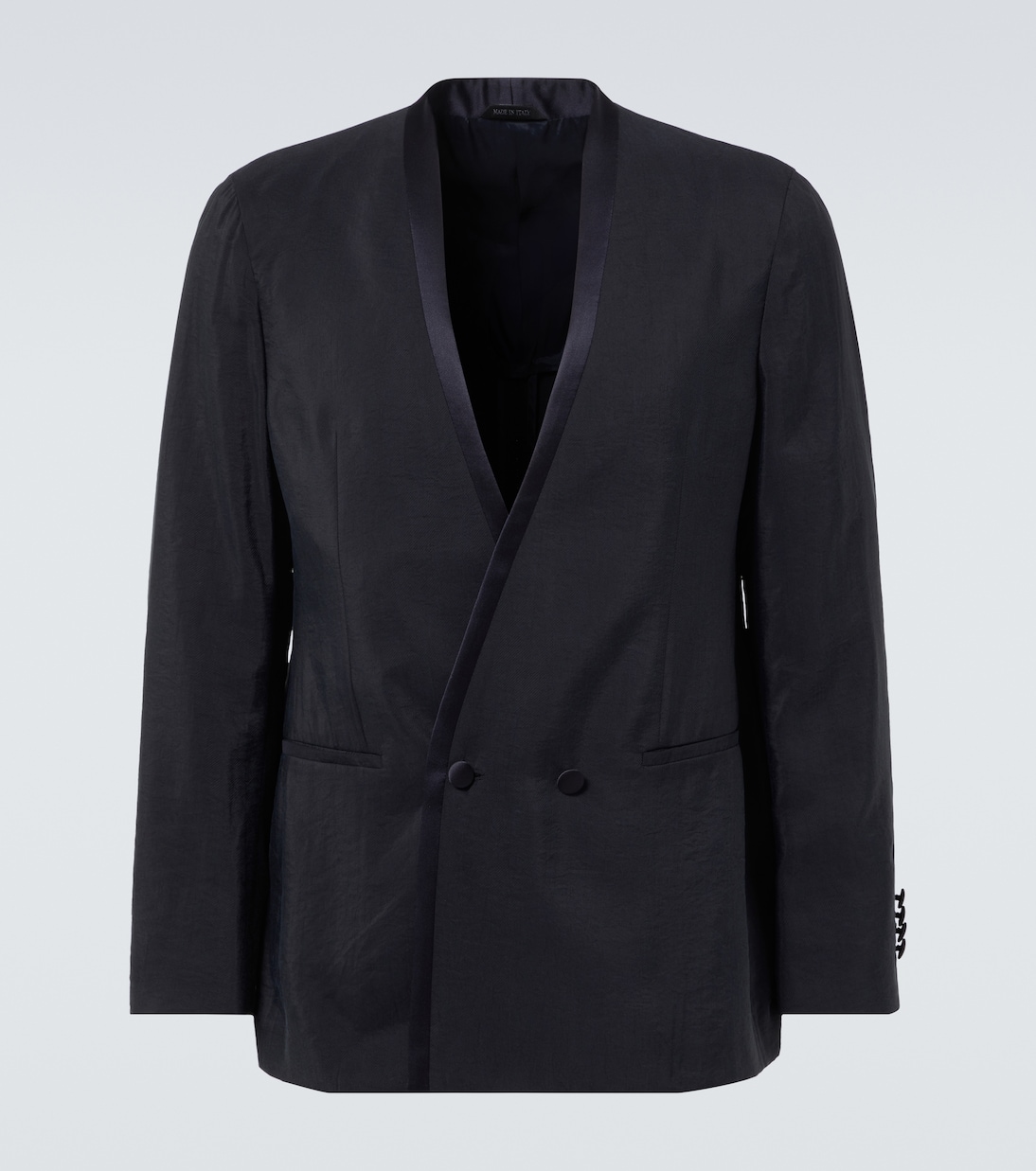 Double-breasted silk-blend blazer | Giorgio Armani
