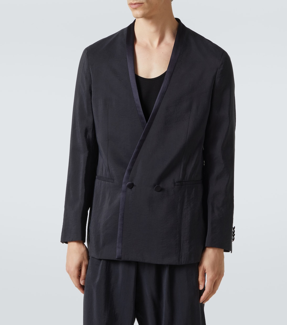 Double-breasted silk-blend blazer | Giorgio Armani