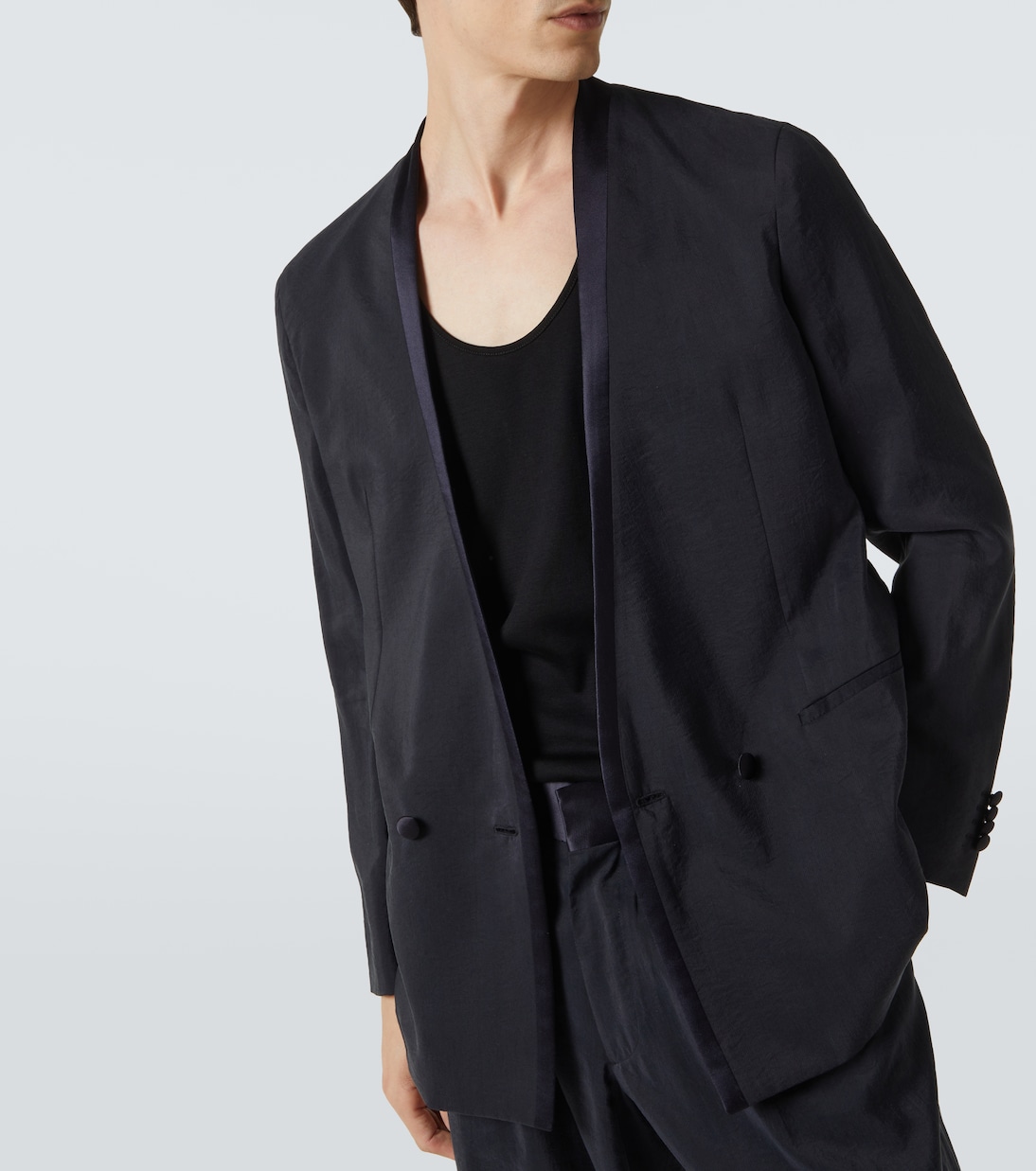 Double-breasted silk-blend blazer | Giorgio Armani