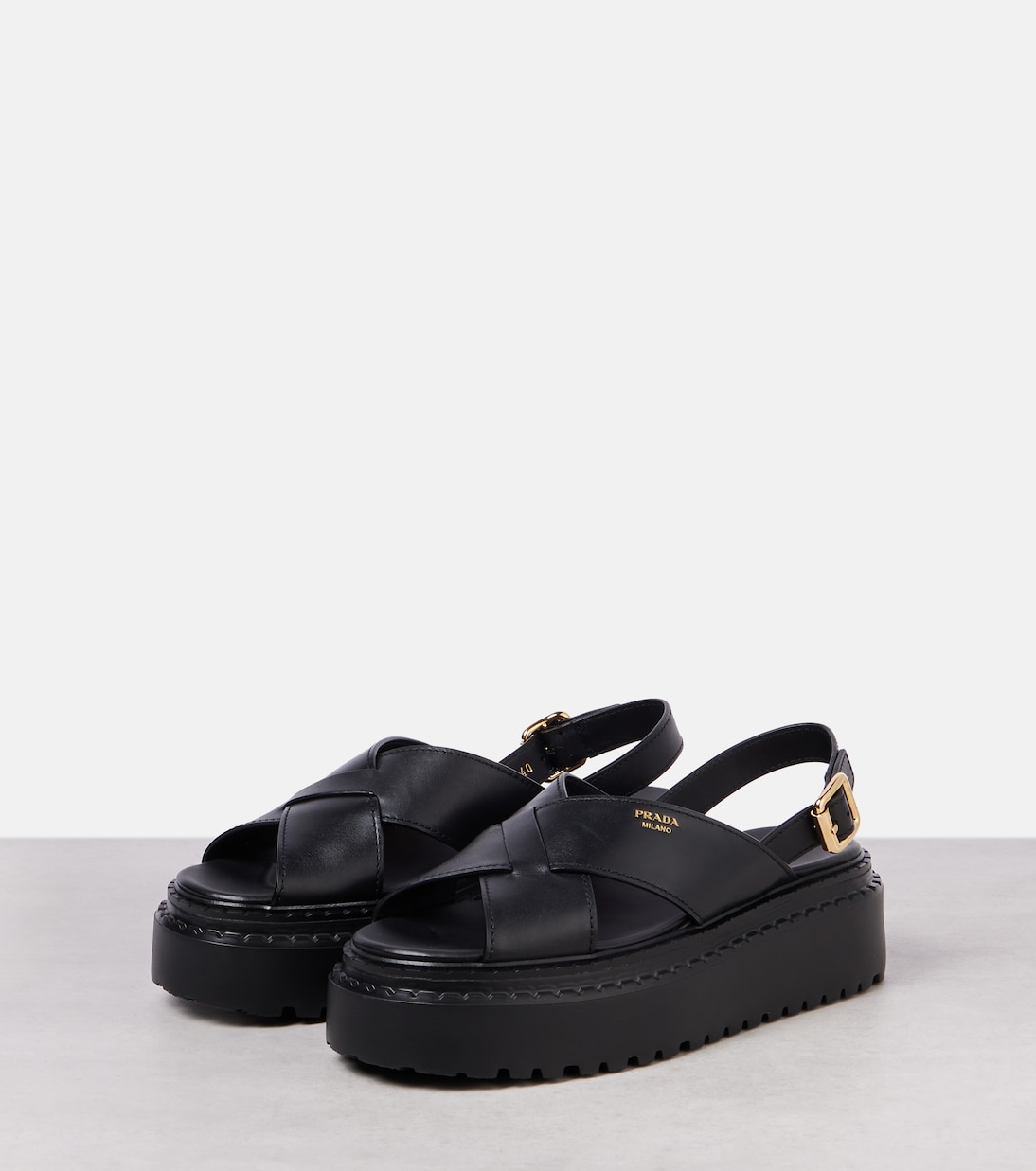 Sandales à plateforme en cuir | Prada