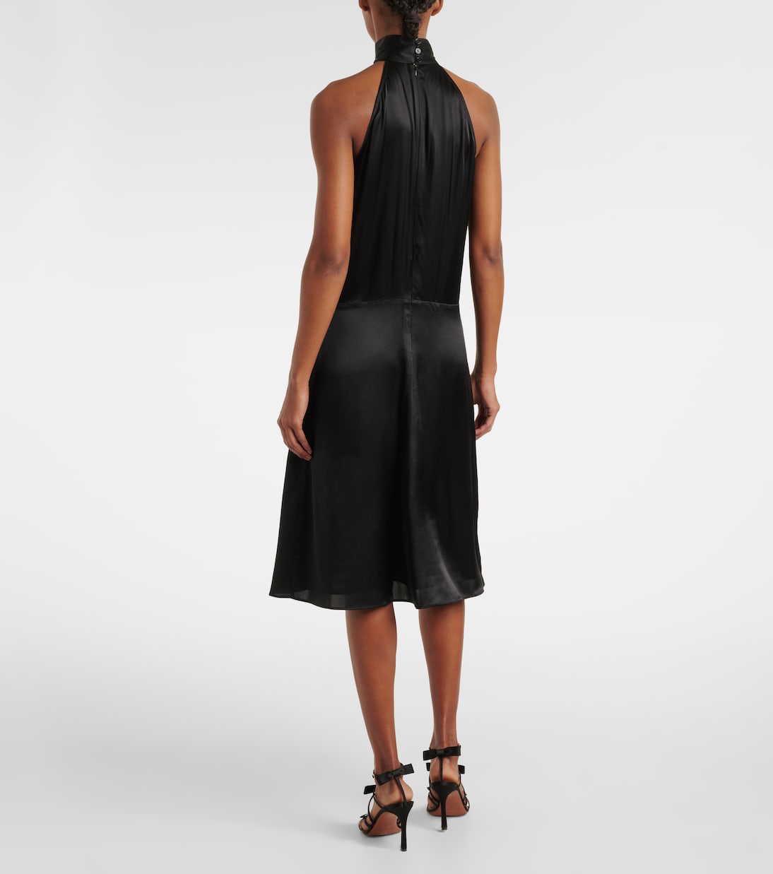 Vestido corto de satén con cuello halter | Nina Ricci