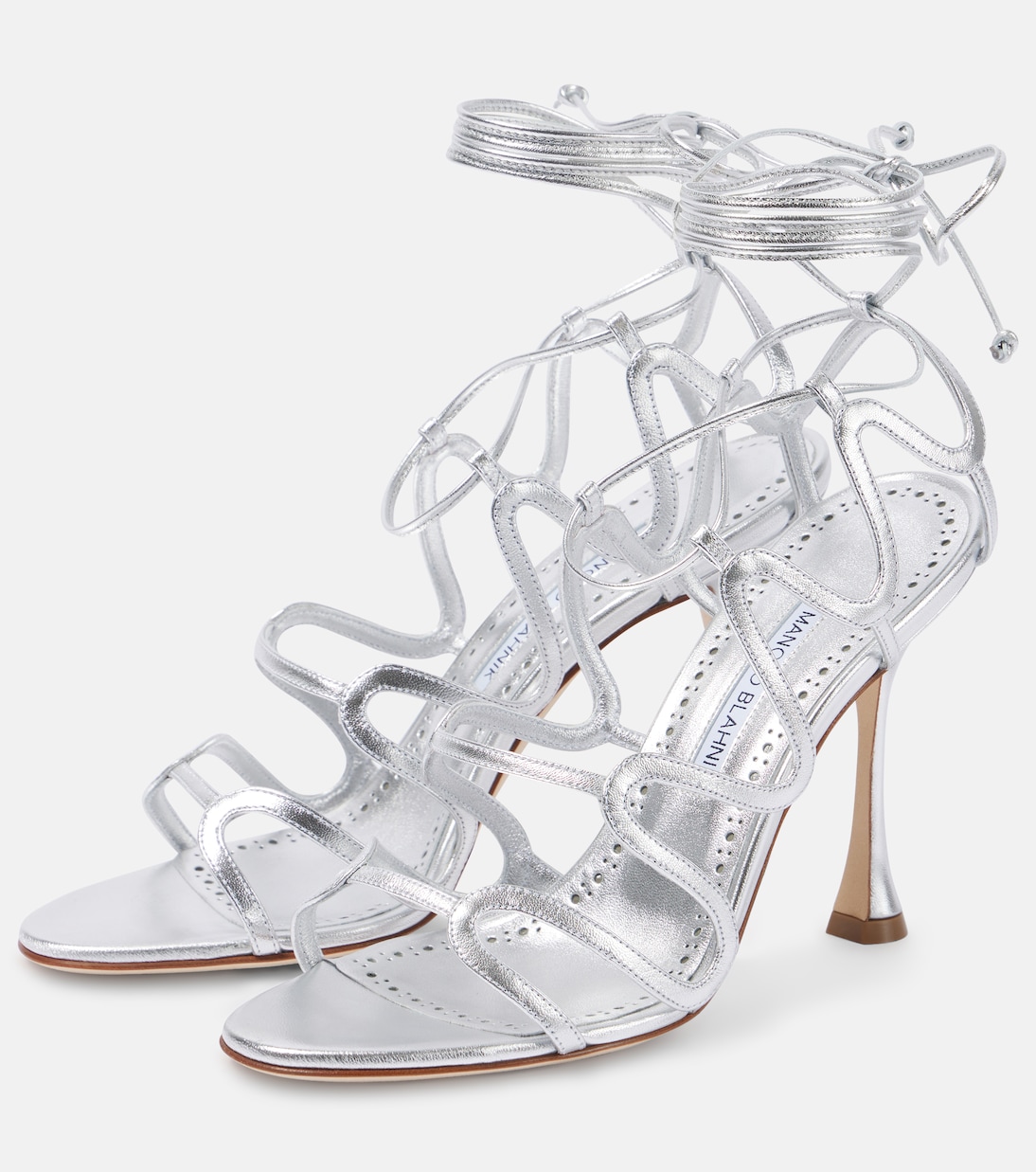 Sandali metallizzati MANOLO BLAHNIK Fawda 105 per uno stile giovane e audace