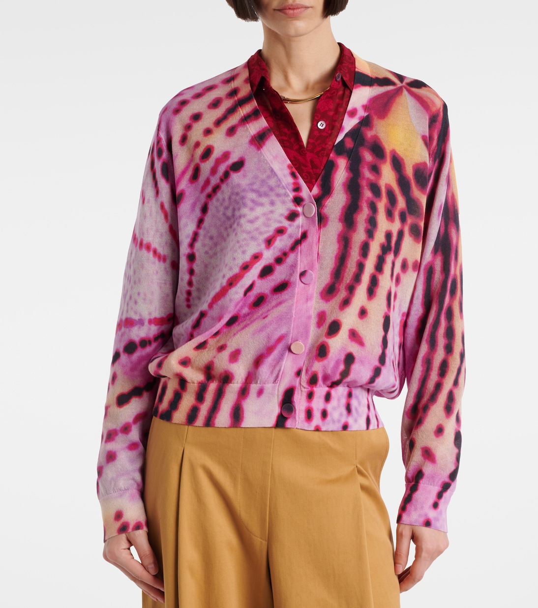 Cardigan in misto cotone con stampa | Dries Van Noten