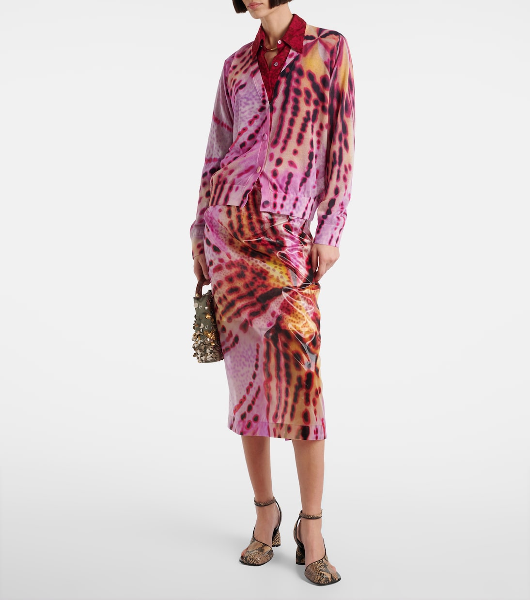 Cardigan in misto cotone con stampa | Dries Van Noten