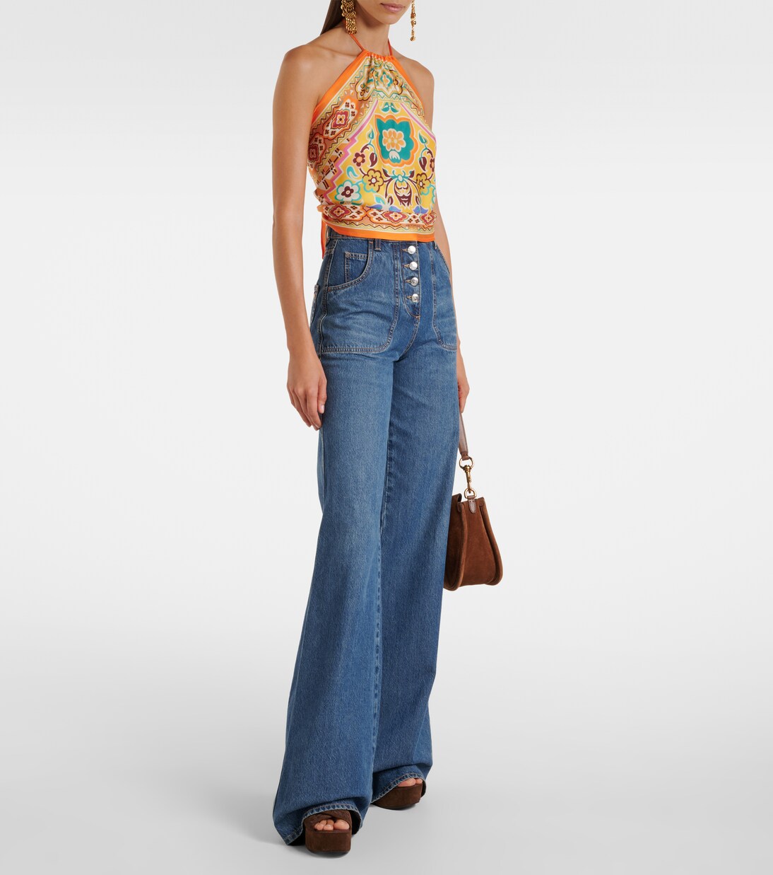 Halterneck printed silk top | Etro