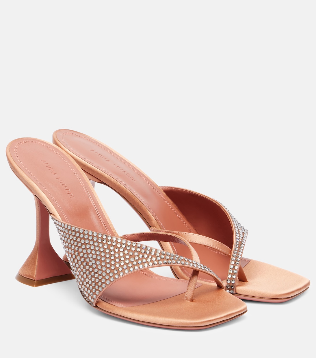 Shiona 95 crystal-embellished satin mules | Amina Muaddi