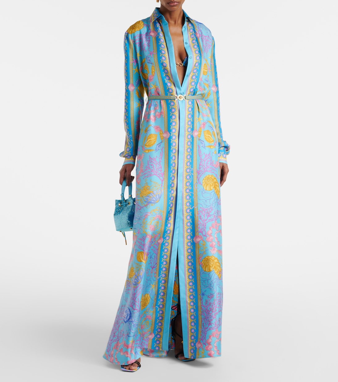 Robe longue Undersea Barocco en soie | Versace