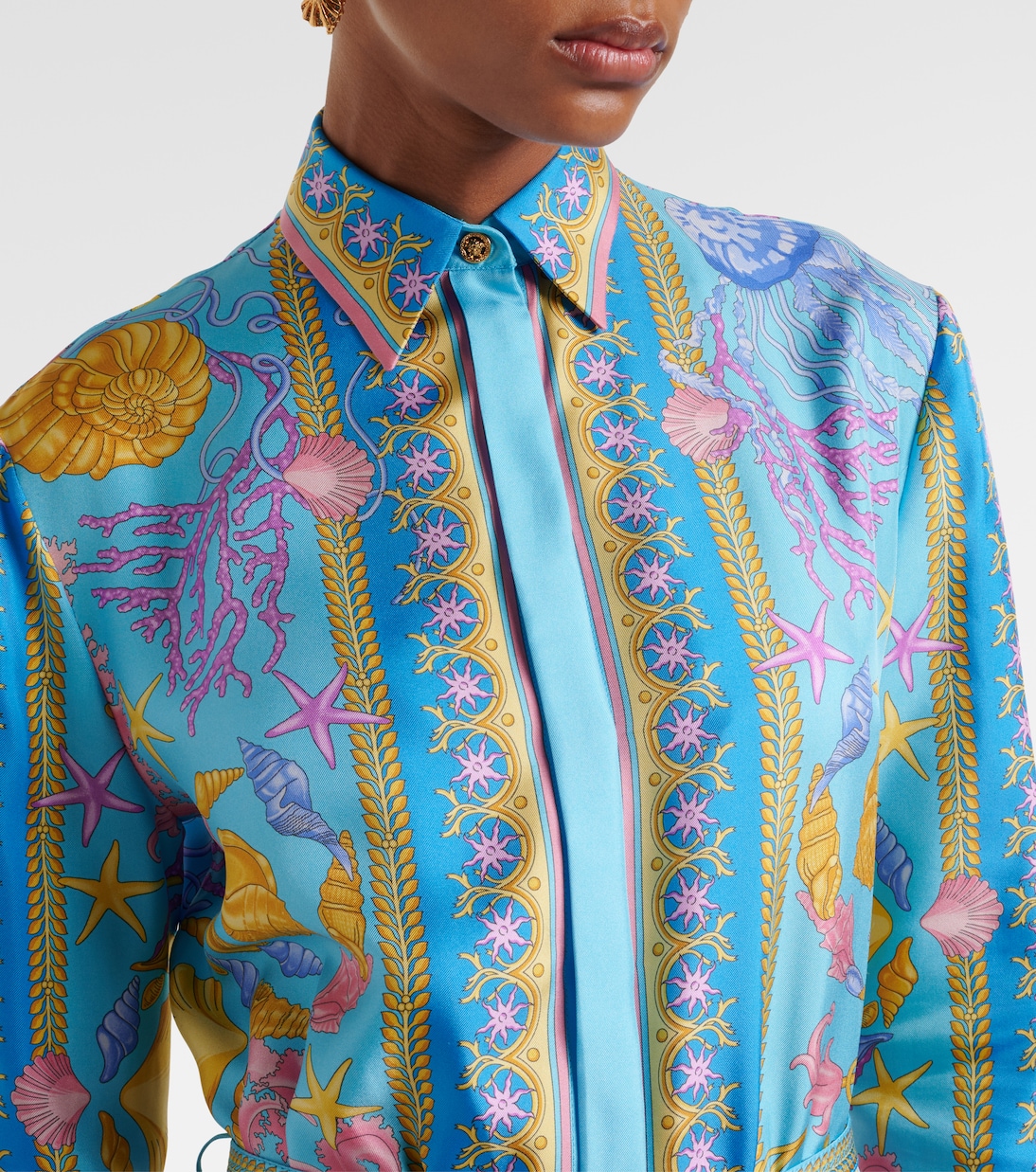 Robe longue Undersea Barocco en soie | Versace