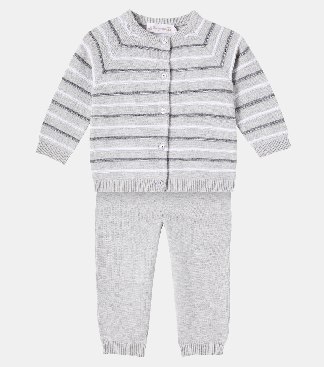 Baby Justio striped cardigan and pants set | Bonpoint