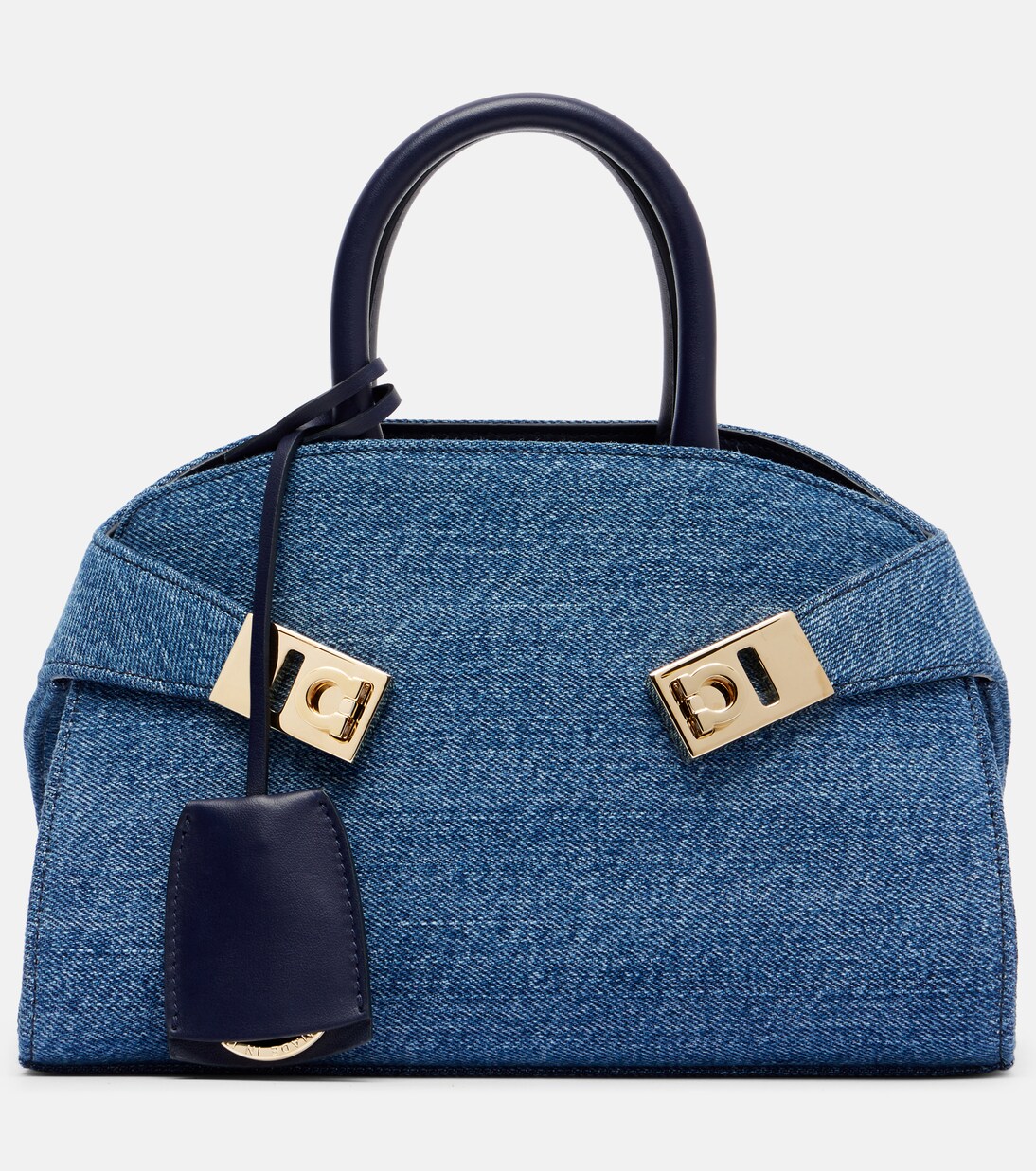 Hug Small denim tote bag | Ferragamo