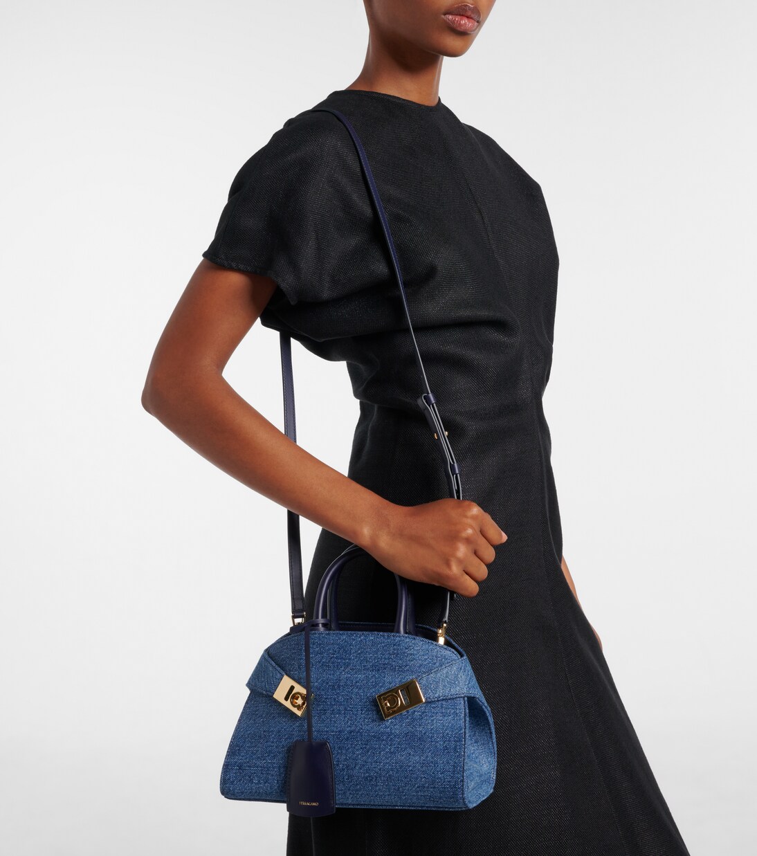 Hug Small denim tote bag | Ferragamo