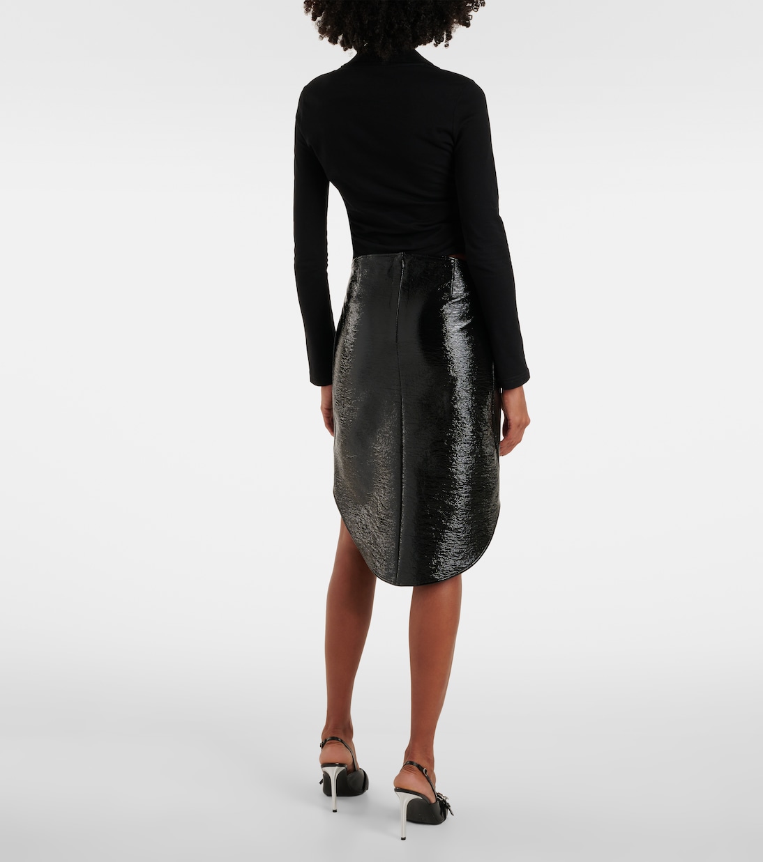 Jupe midi en cuir synthétique | Courrèges
