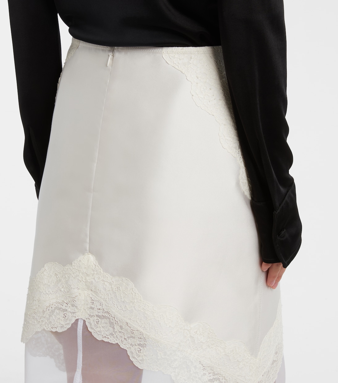 Lace-trimmed satin midi skirt | Jil Sander