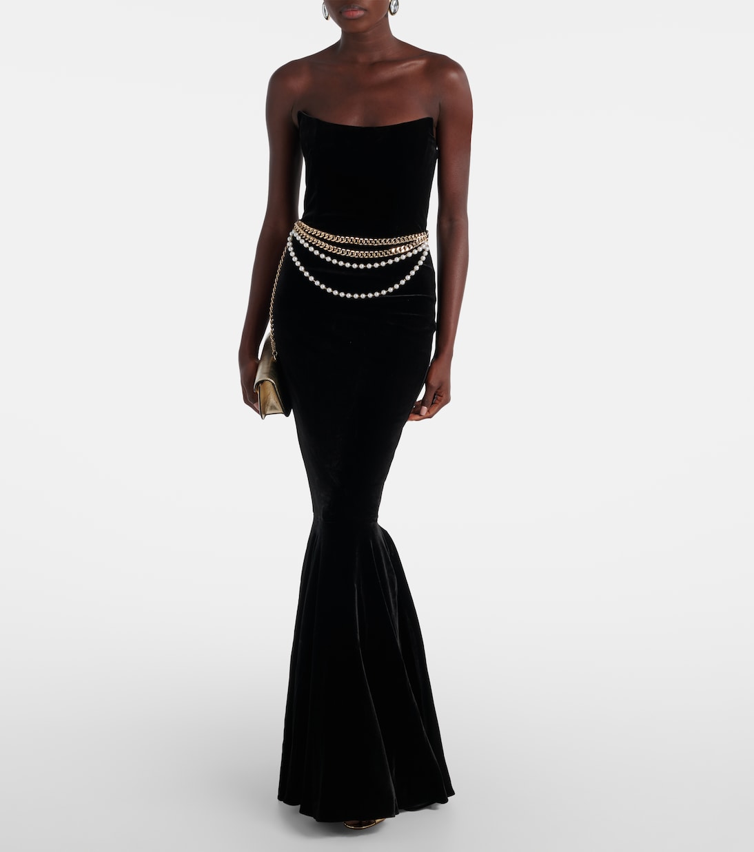 Chain-detail corset gown | Self-Portrait
