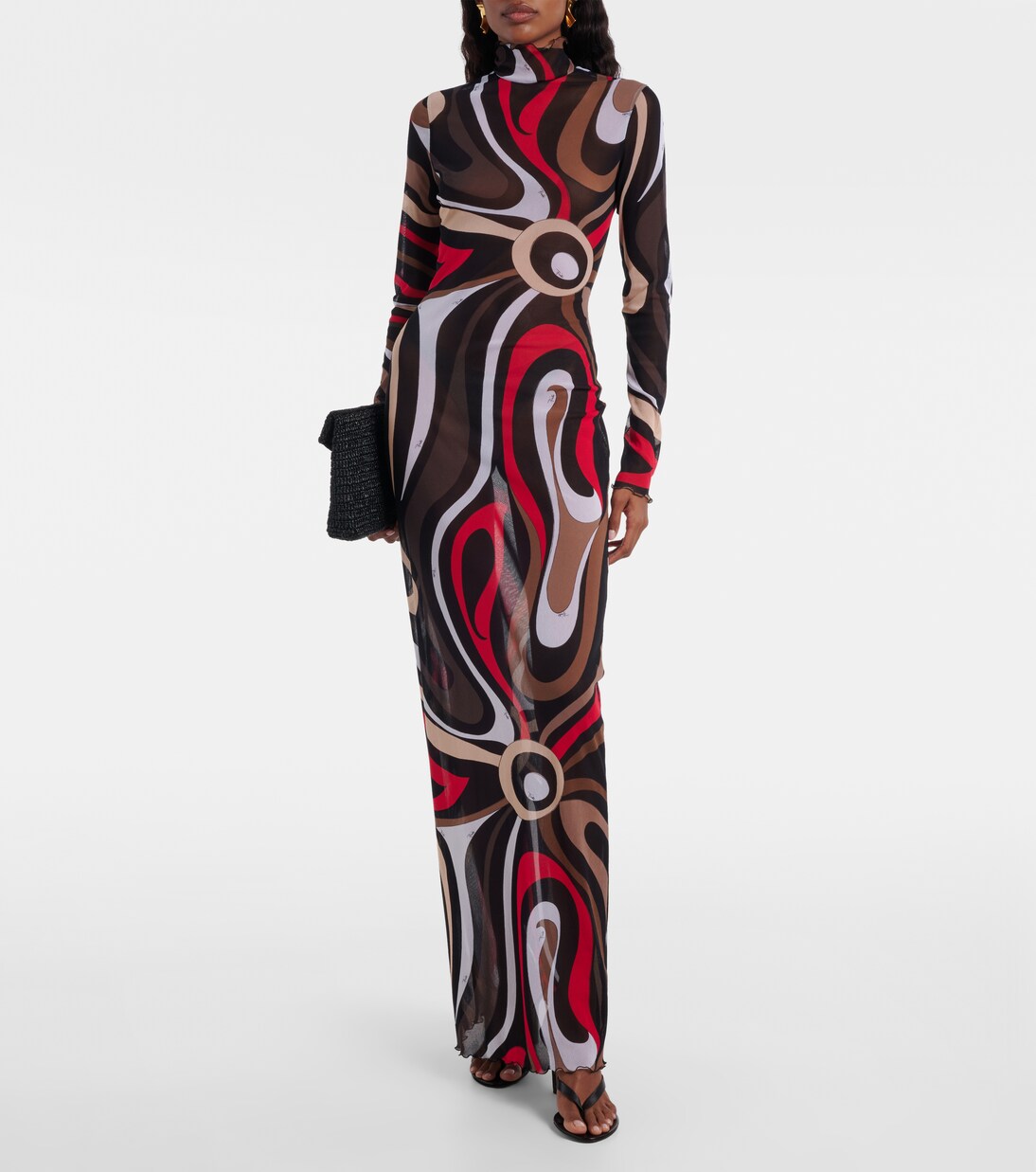 Printed tulle-trimmed jersey maxi dress | Pucci