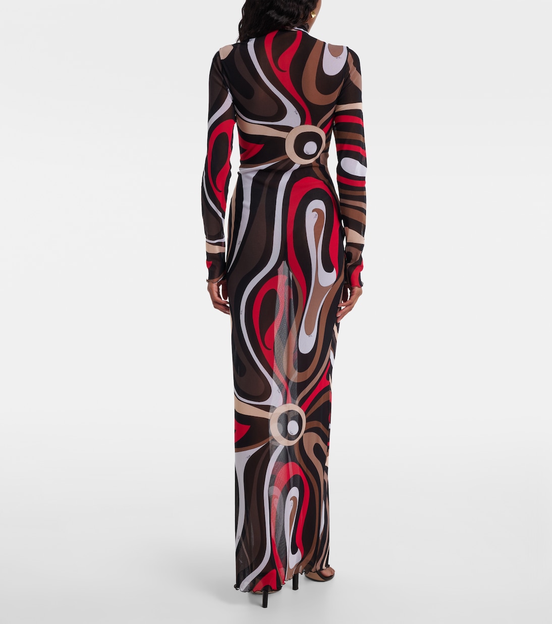 Printed tulle-trimmed jersey maxi dress | Pucci