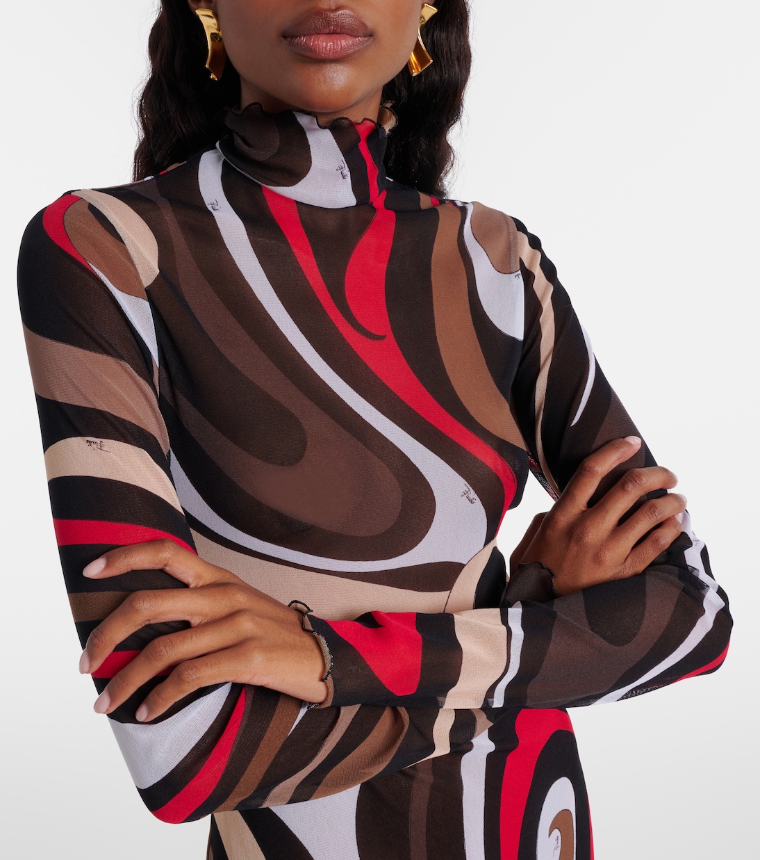Printed tulle-trimmed jersey maxi dress | Pucci