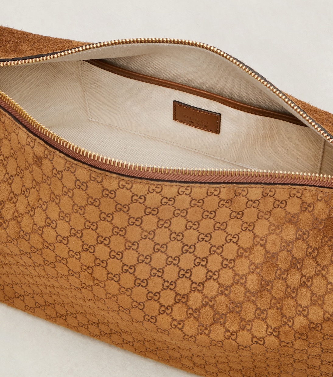 Half Horsebit Medium suede shoulder bag | Gucci